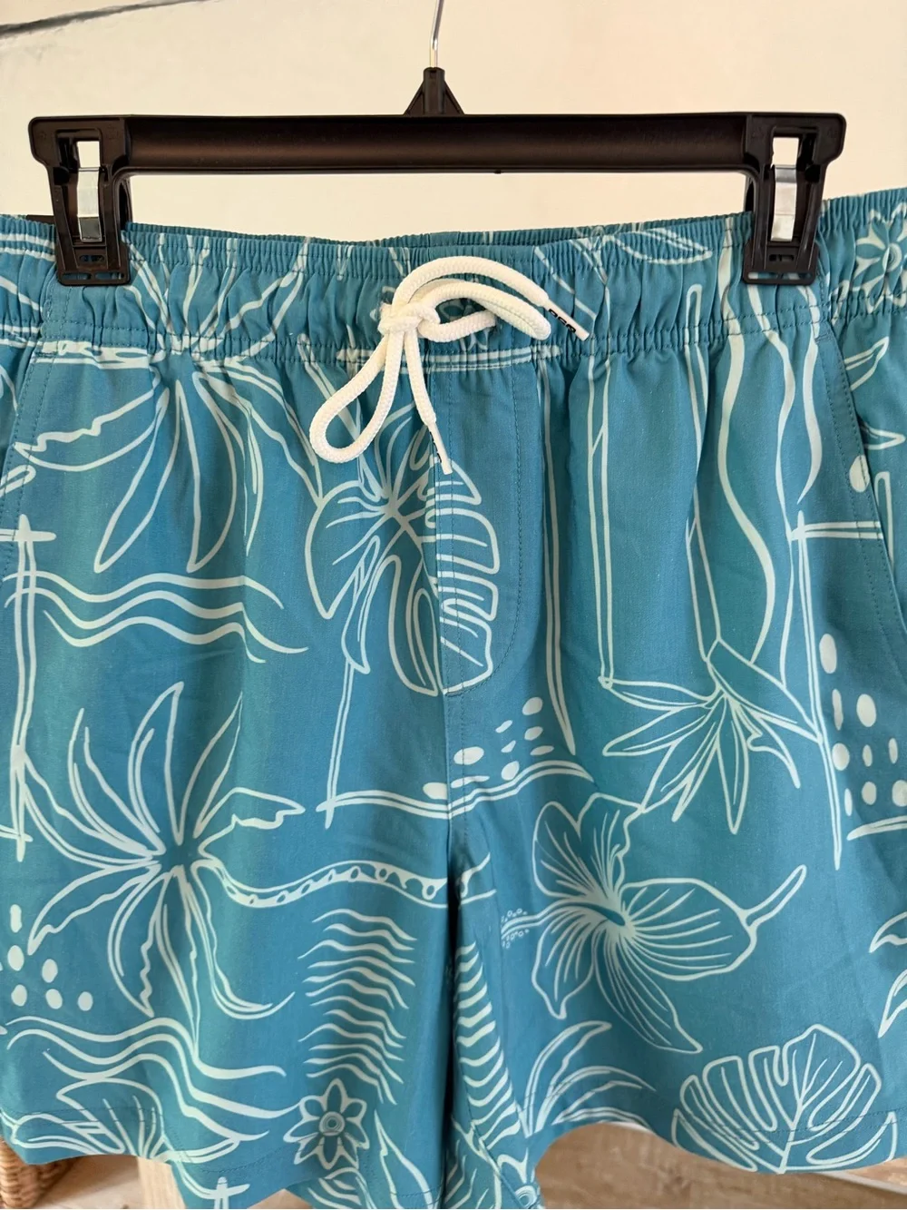 RSQ Teal Blue Tropical Print Swim Trunks